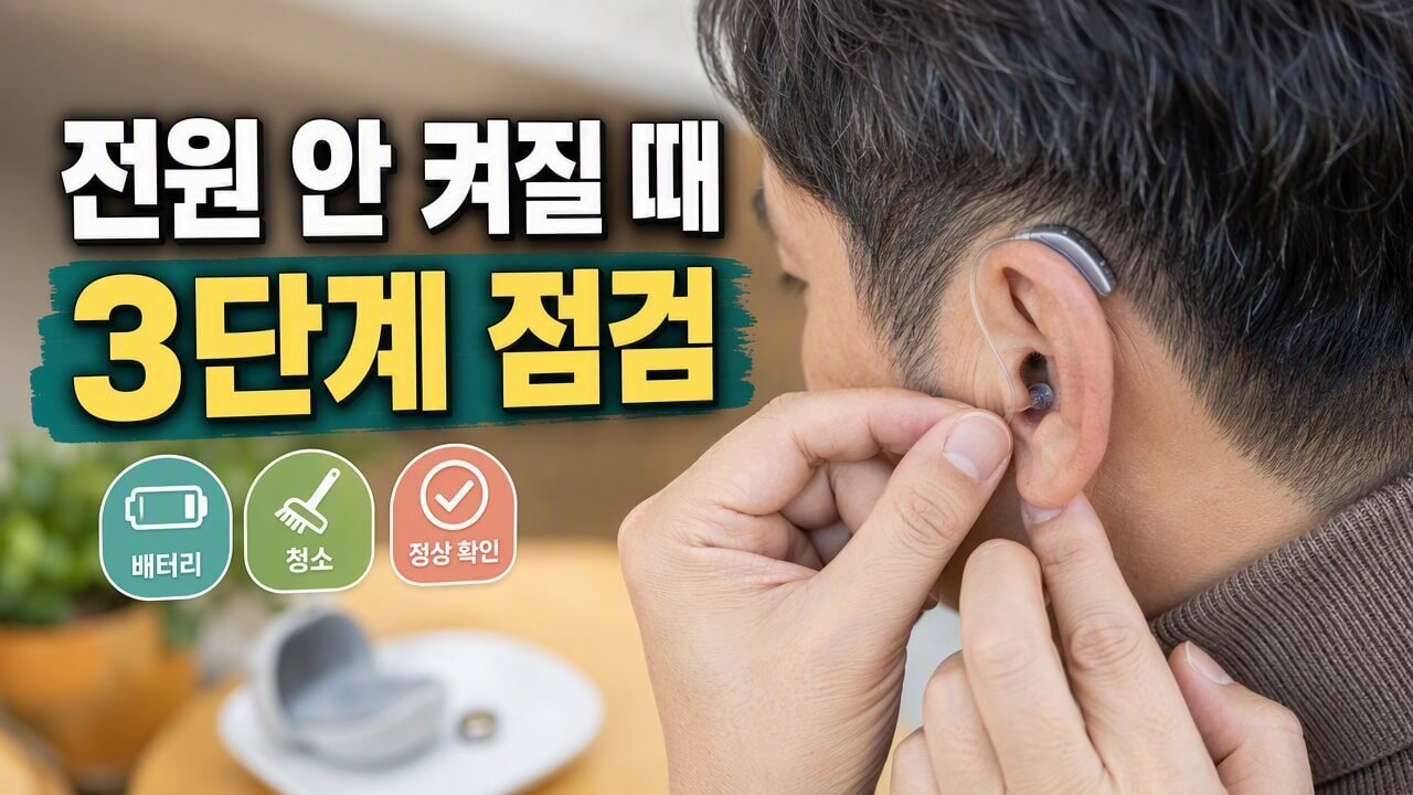 보청기 전원이 갑자기 켜지지 않을 때 자가 점검 순서
